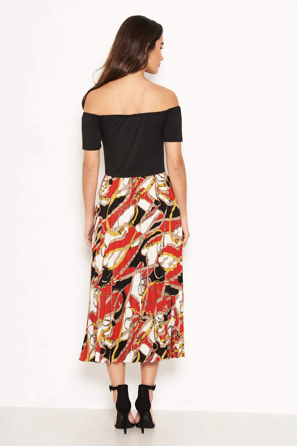 2 in 1 Bardot Chain Print Dress - Image 3