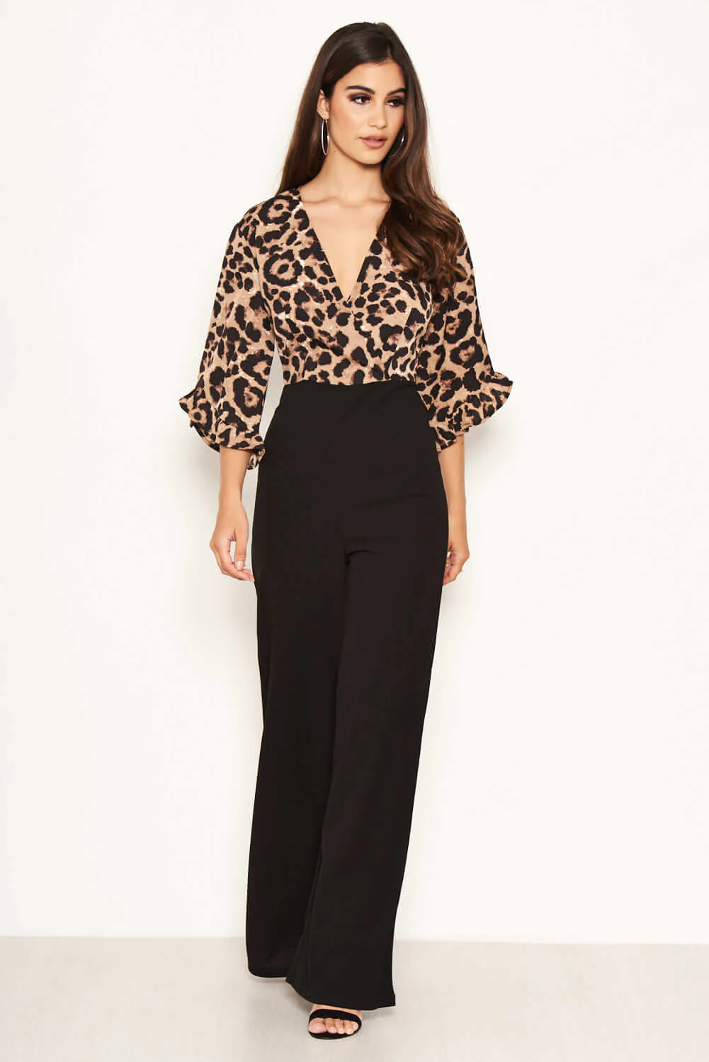 2 in 1 Leopard Print Frill Sleeve Jumpsuit - Image 4