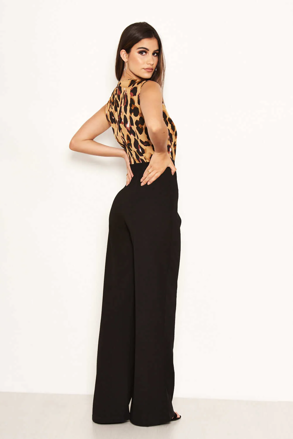 2 in 1 Leopard Print Wrap Top Jumpsuit - Image 3