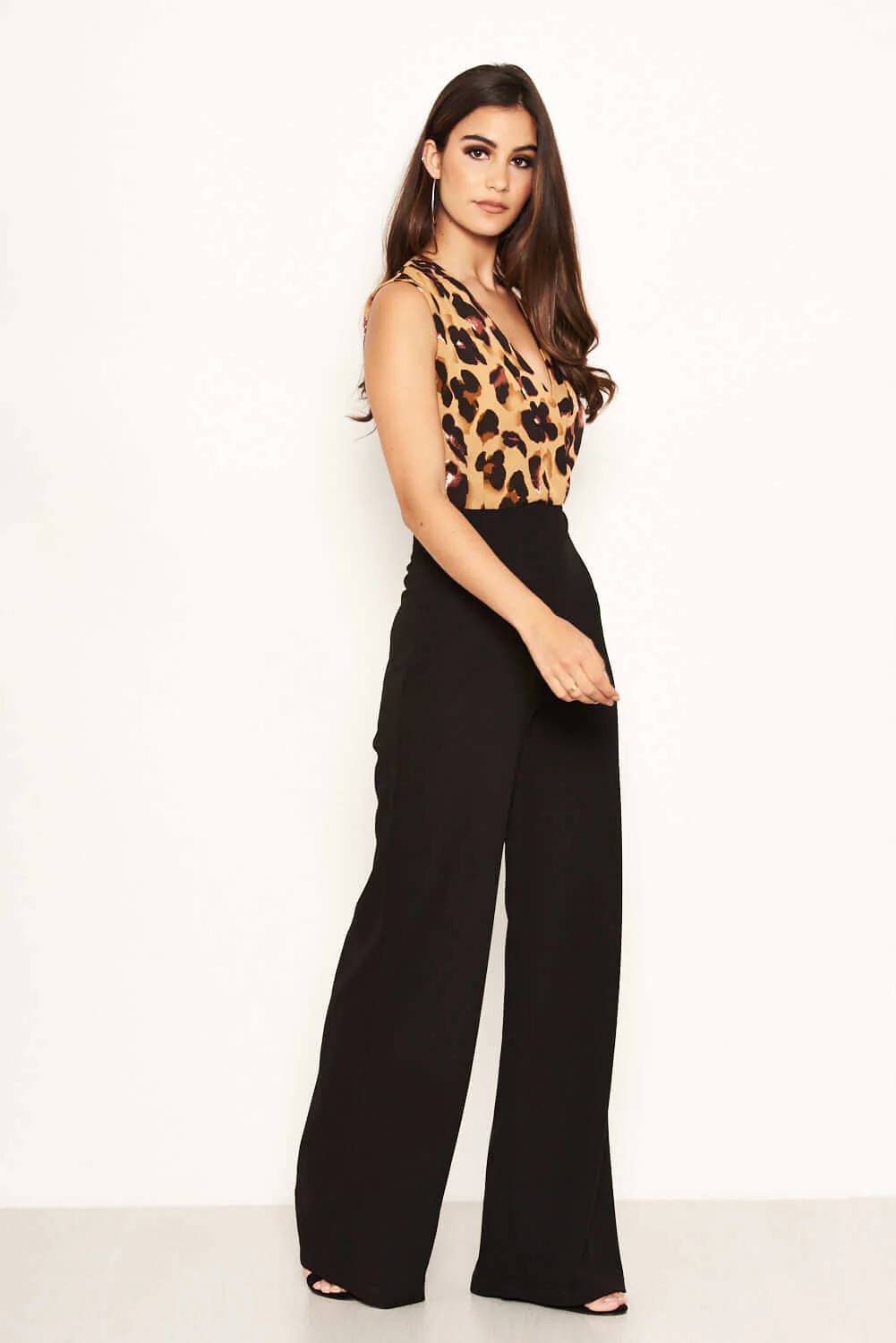 2 in 1 Leopard Print Wrap Top Jumpsuit - Image 4