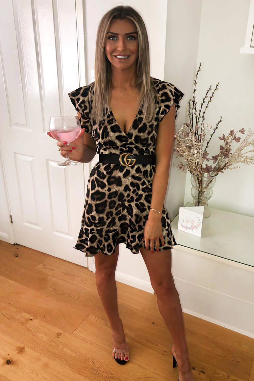 Animal Print Belted D Ring Dress - Image 2