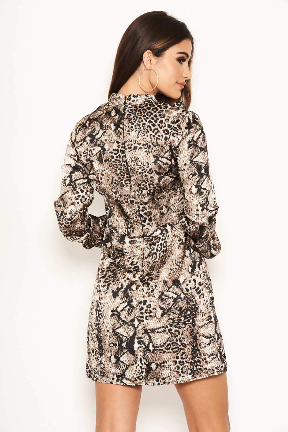 Animal Print Frill Detail Dress - Image 3