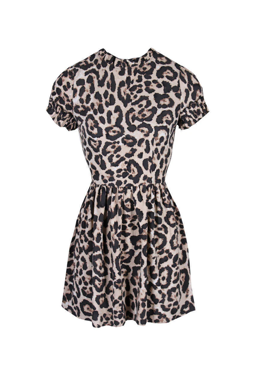 Animal Print Frill Detail Skater Dress - Image 5