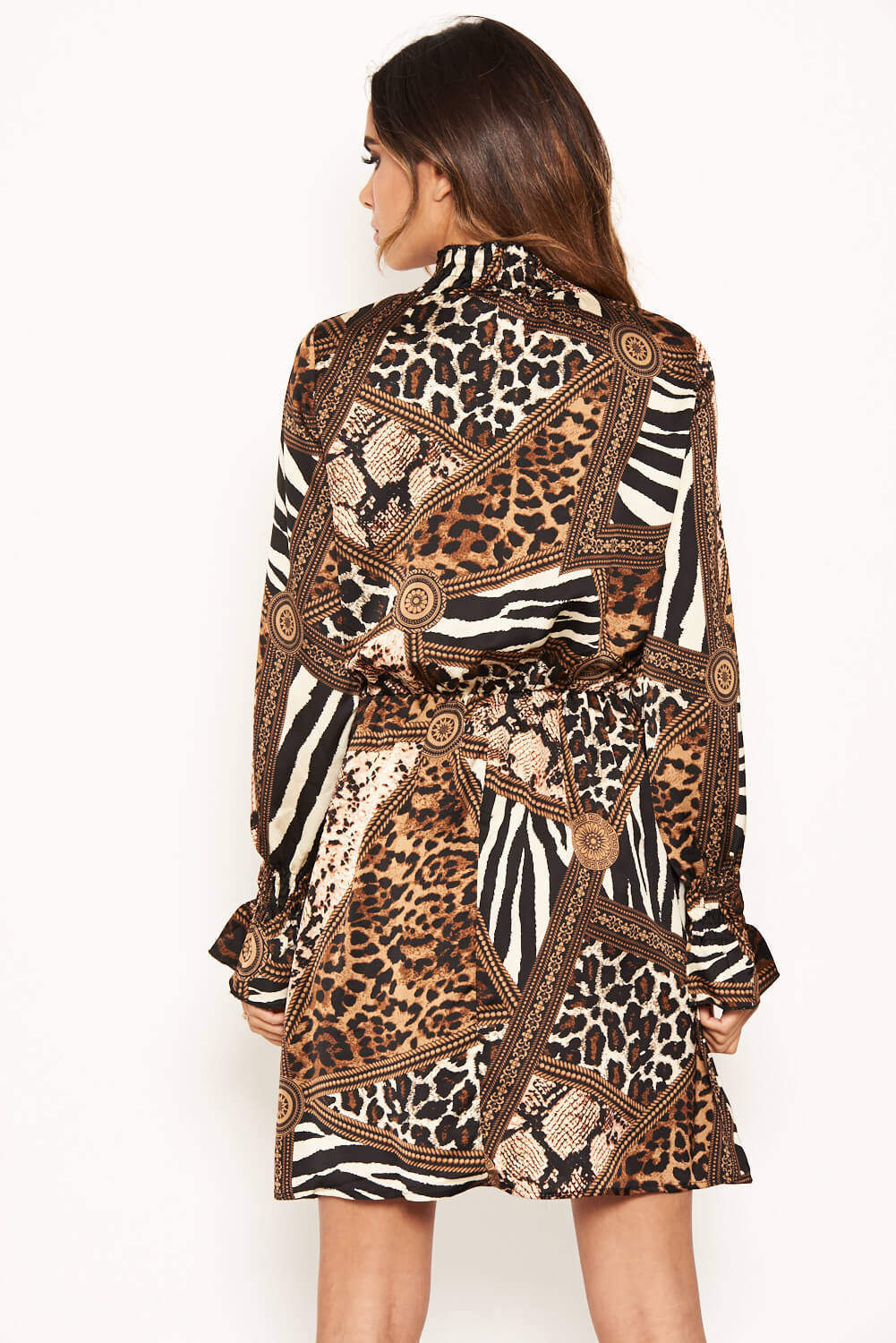 Animal Print High Neck Skater Dress - Image 3