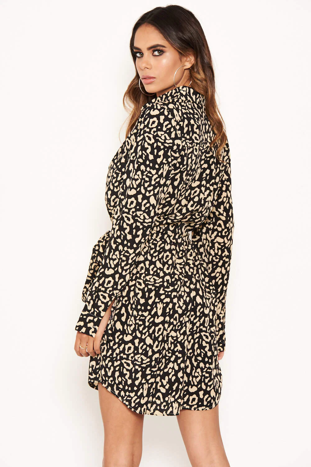 Animal Print Shirt Dress With Tie Belt - Image 5