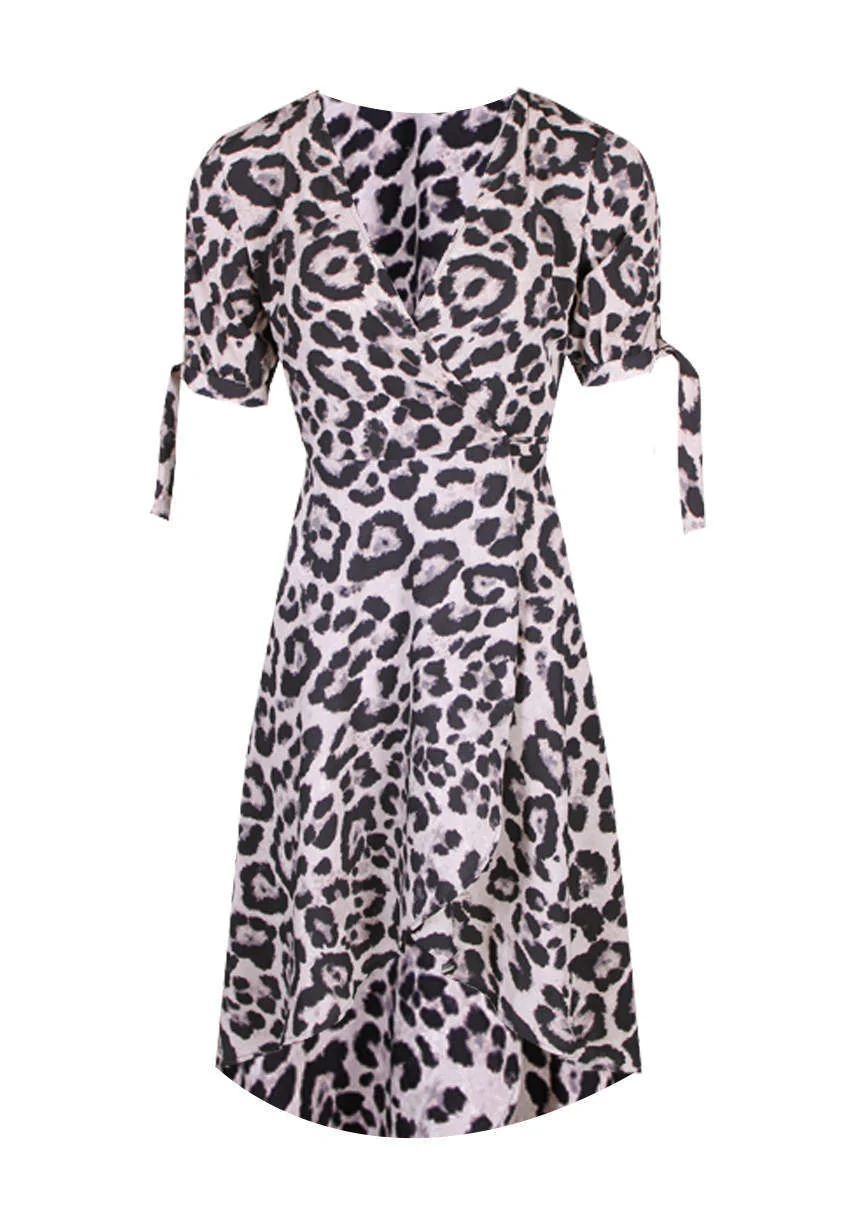 Animal Print Tie Detail Dress - Image 4
