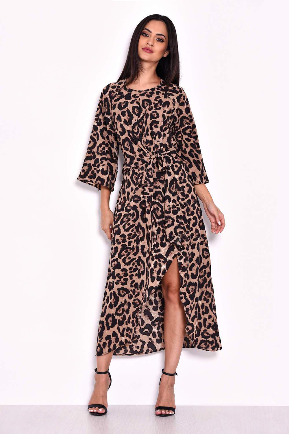 Animal Print Tie Detail Maxi Dress - Image 2