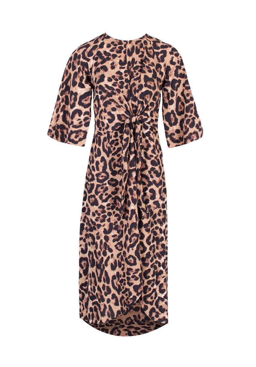 Animal Print Tie Detail Maxi Dress - Image 4