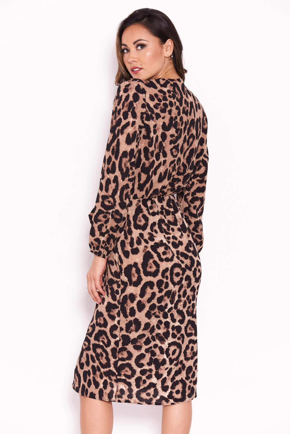 Animal Print V-Neck Wrap Dress - Image 3