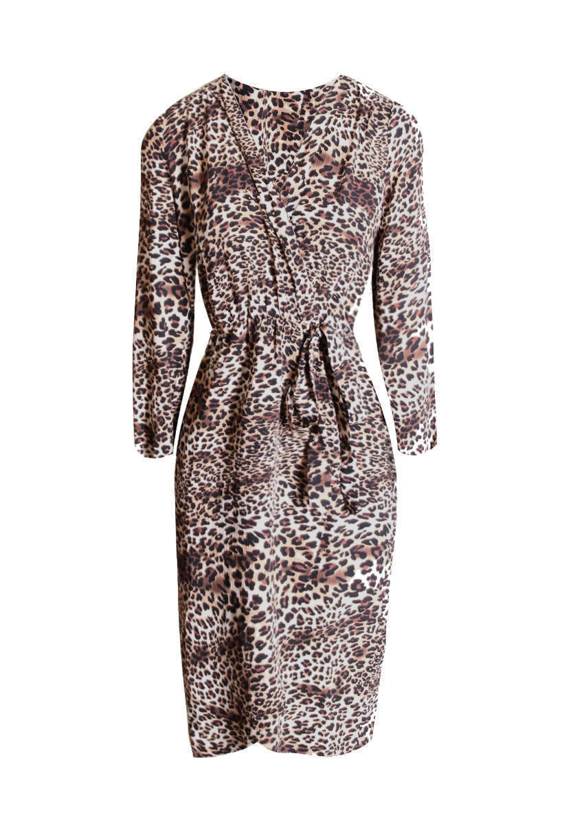 Animal Print Wrap Dress - Image 4