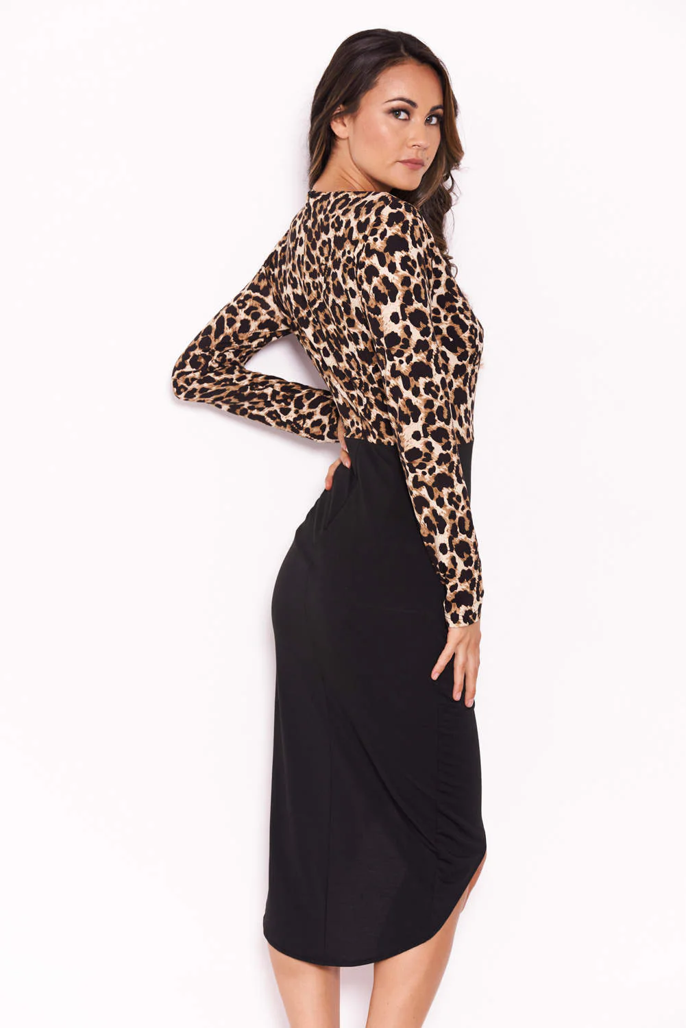 Animal Print Wrap Midi Dress - Image 3