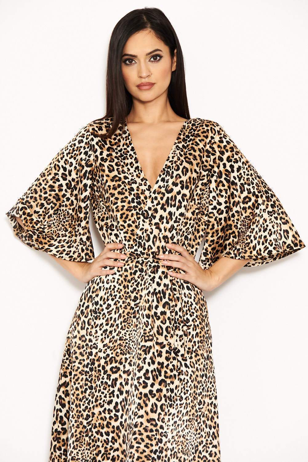 Animal Printed Maxi Dress With Tie Waist - Image 4