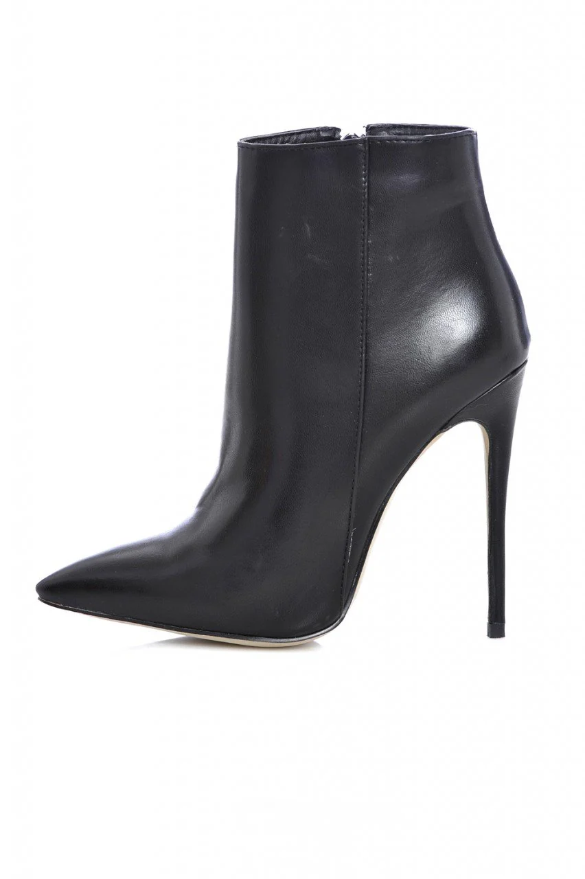 Ankle Plain Pointy Heeled Boot - Image 2