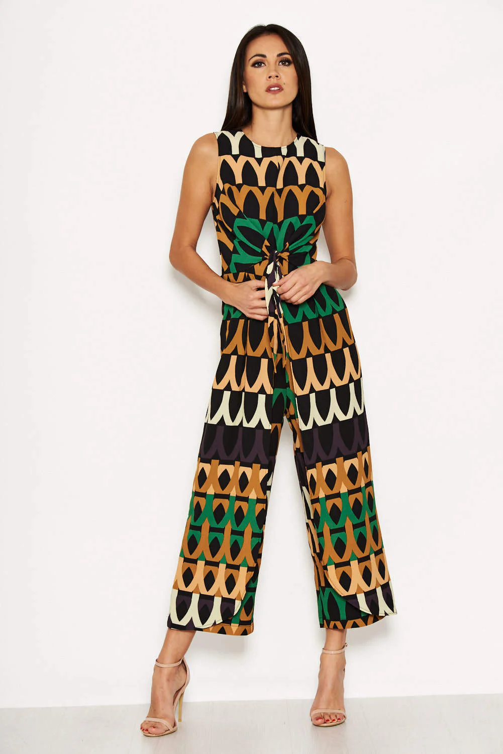 Aztec Print Tie Waist Jumpsuit - Image 4