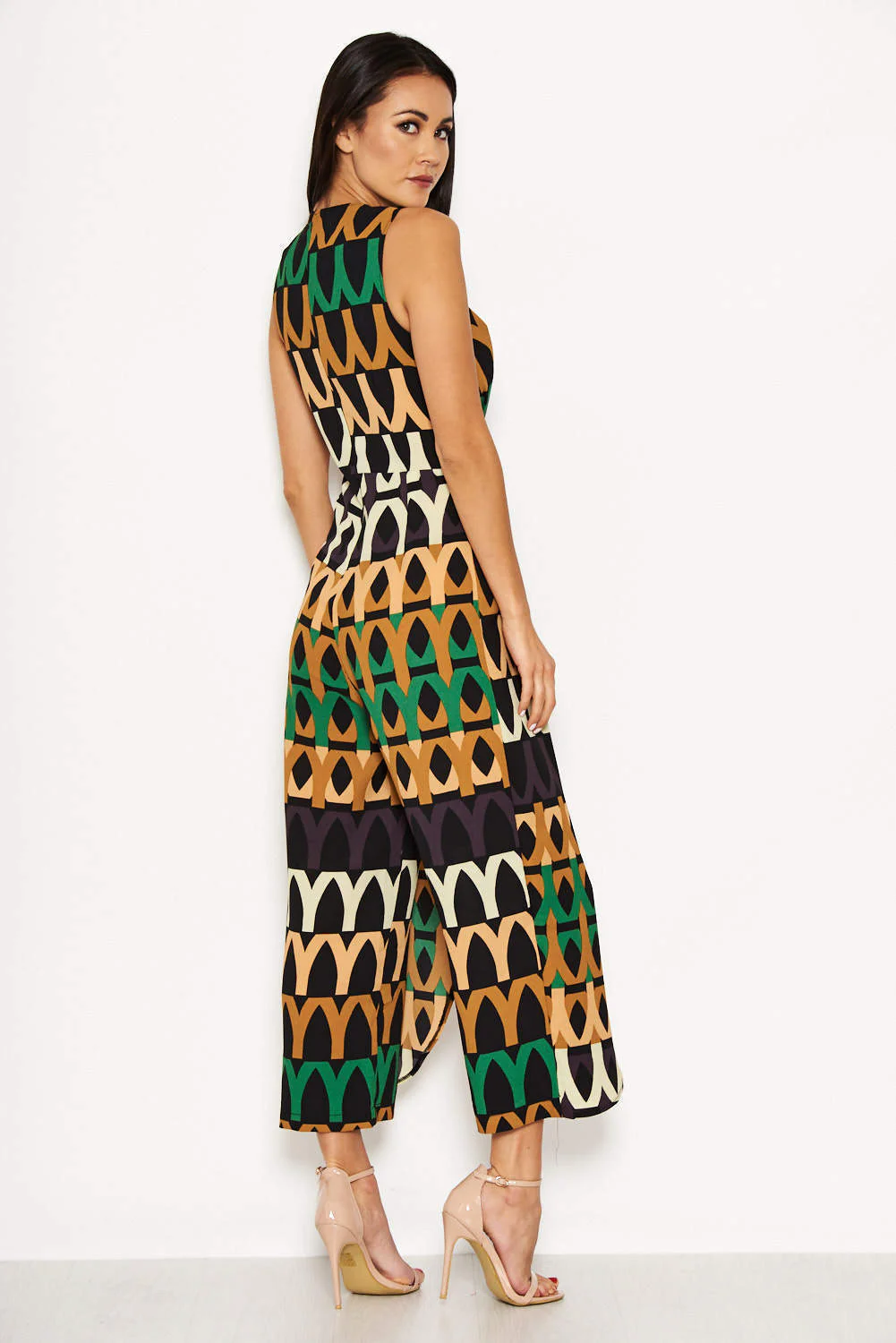 Aztec Print Tie Waist Jumpsuit - Image 5
