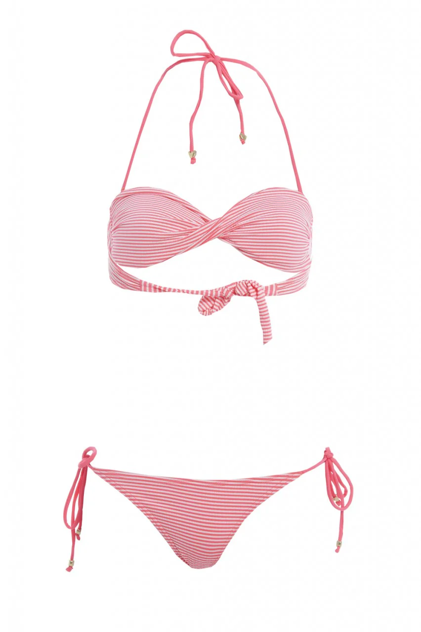 Bandeau Twist Front Striped Bikini - Image 5