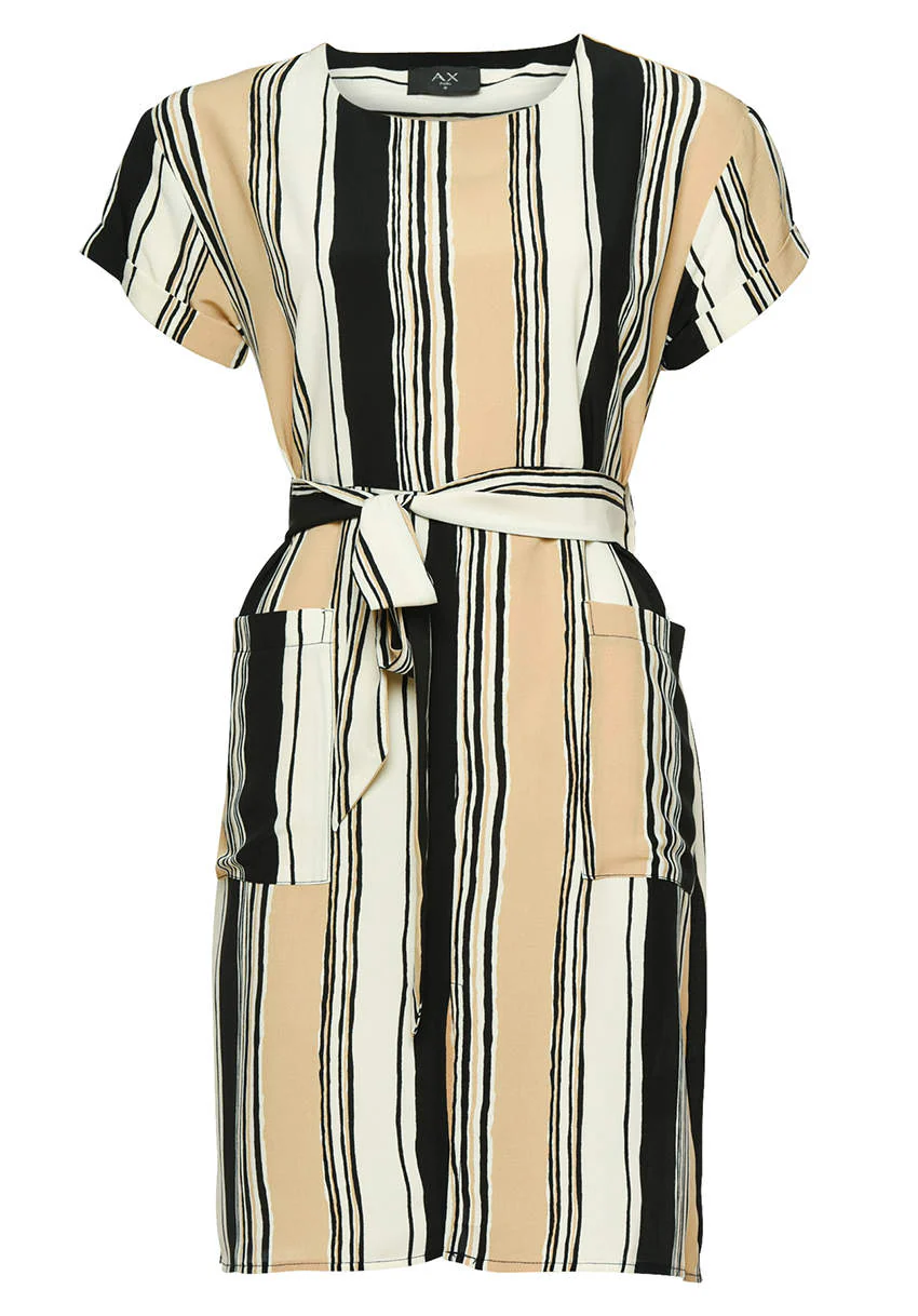 Beige Striped Shirt Dress - Image 4