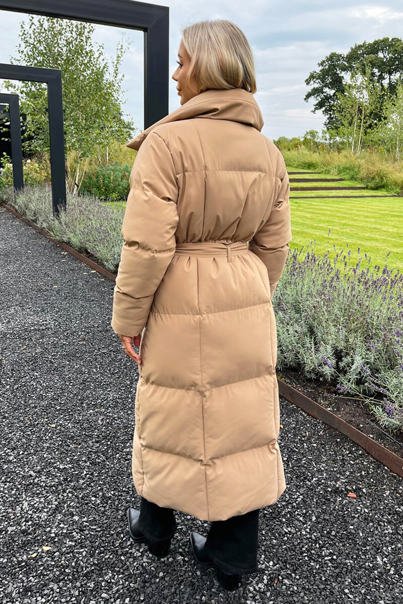 Biscuit Tie Waist Quilted Longline Puffer Coat - Image 5