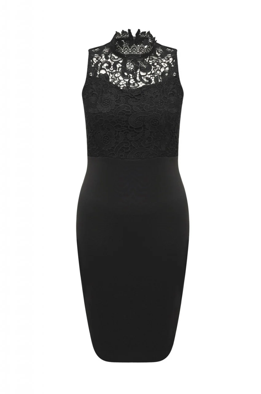 Black 2-in-1 Midi Dress with Crochet Detail - Image 5