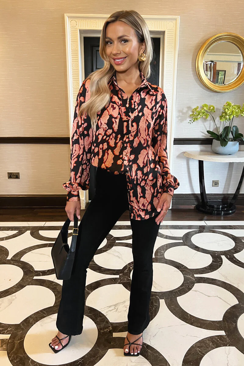 Black Abstract Print Long Sleeved Shirt - Image 4