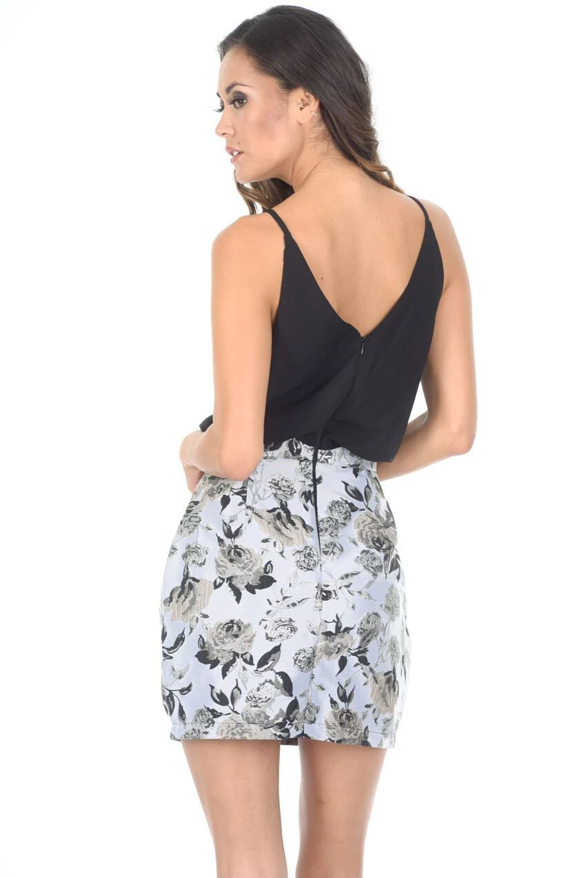 Black And Silver Two In One Contrast Dress - Image 3