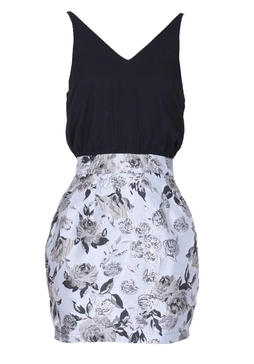 Black And Silver Two In One Contrast Dress - Image 4