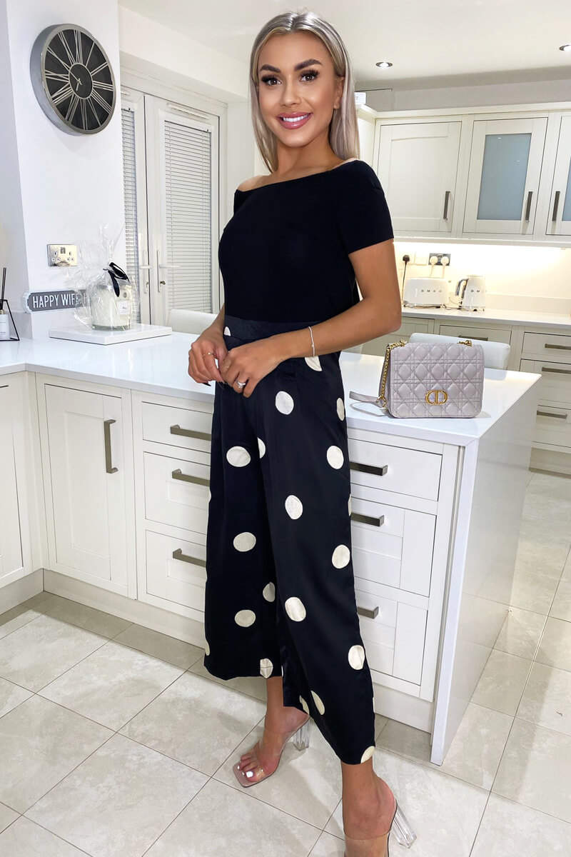Black And Stone Polka Dot 2 in 1 Jumpsuit - Image 4