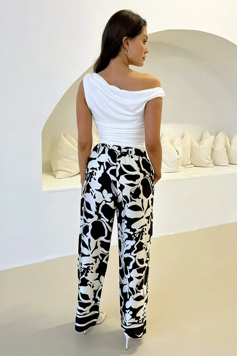 Black And White Abstract Printed Trousers - Image 6