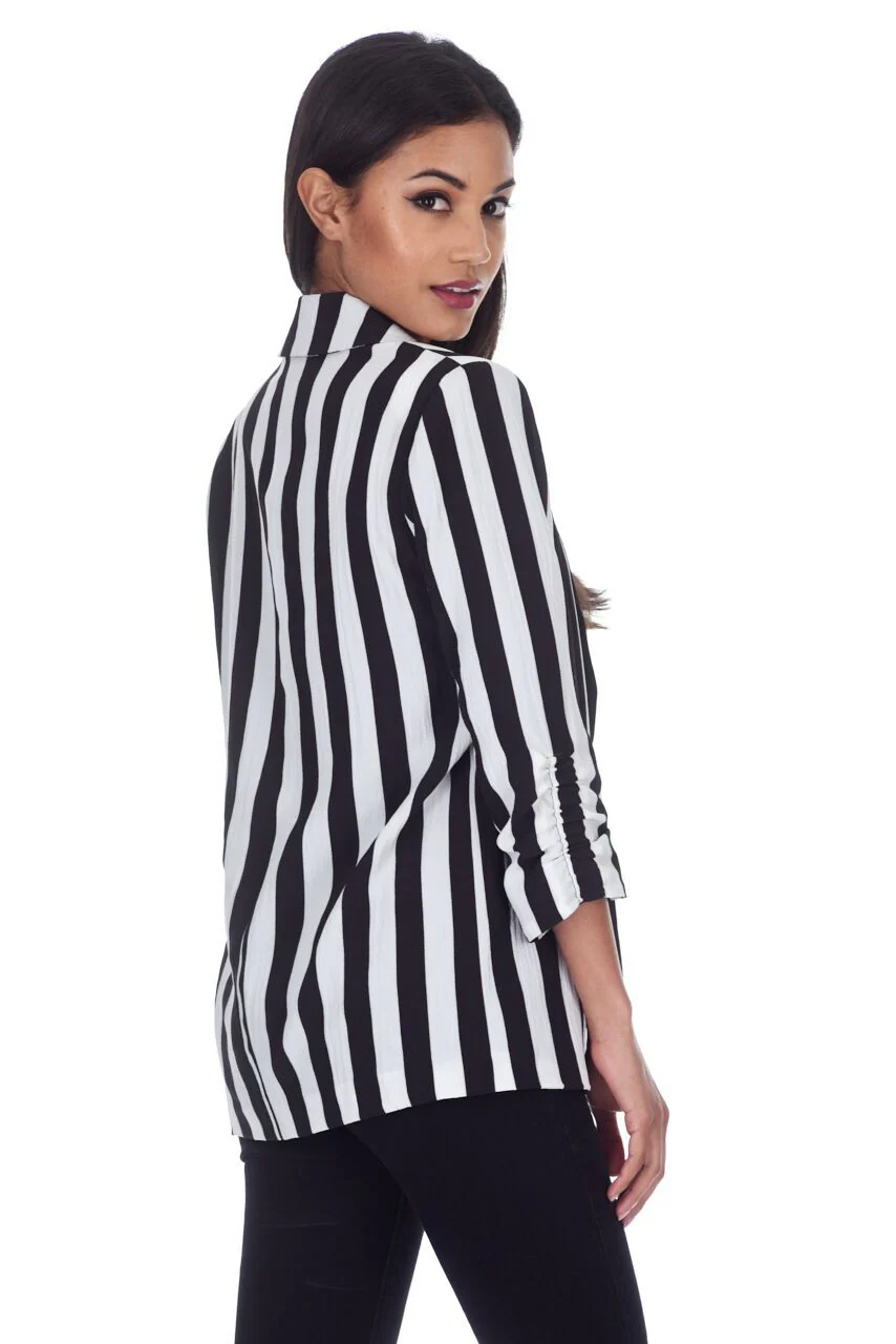 Black And White Striped Blazer Jacket - Image 3