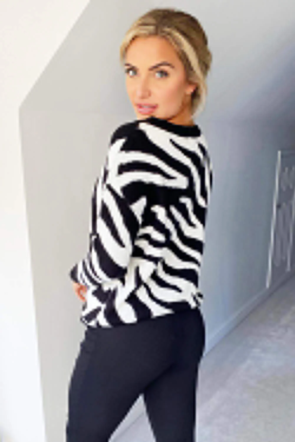 Black And White Zebra Knitted Jumper - Image 5