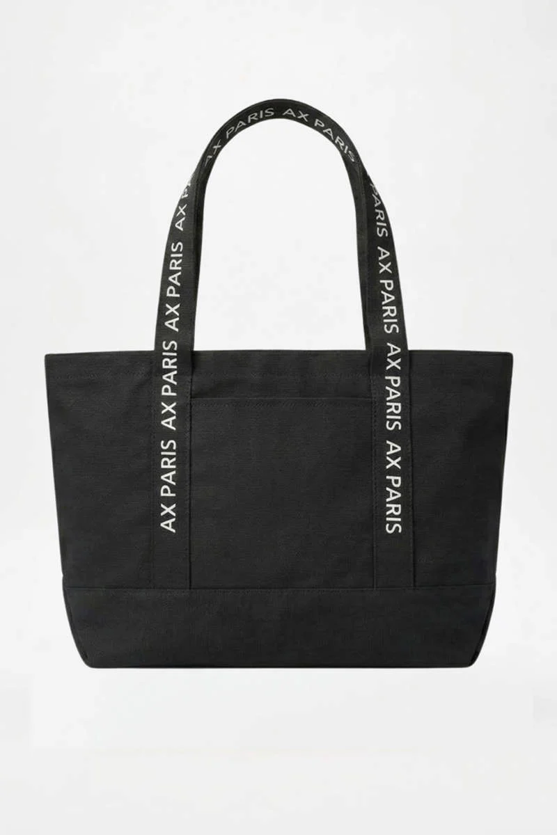 Black AX Paris Logo Canvas Tote Bag - Image 2