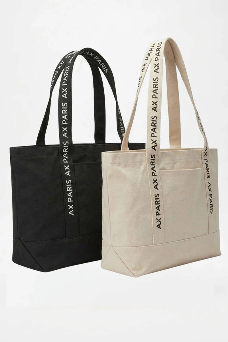 Black AX Paris Logo Canvas Tote Bag - Image 4