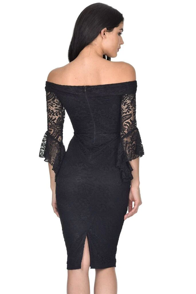 Black Bardot Lace Dress - Image 3