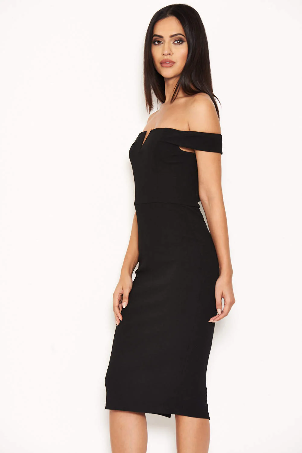 Black Bardot Midi Dress - Image 4