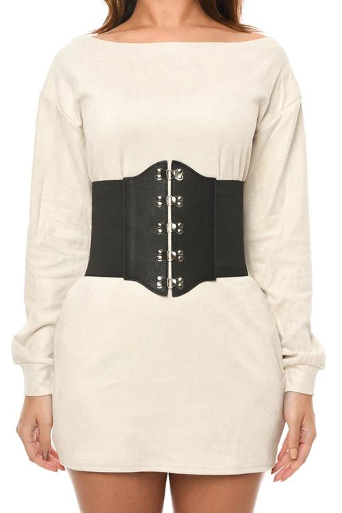 Black Belt With Silver Front Fastening - Image 2