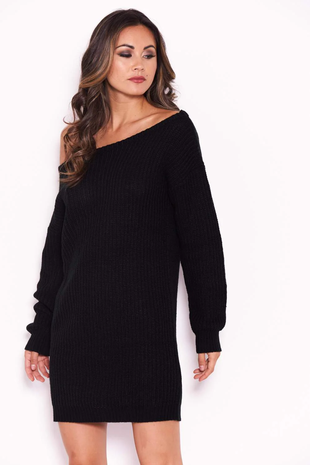 Black Boatneck Longline Jumper