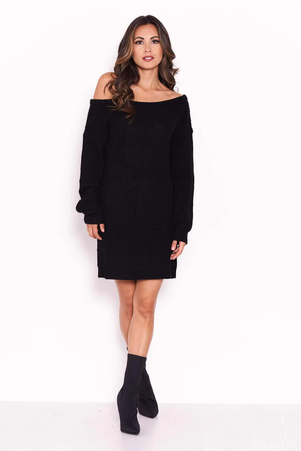 Black Boatneck Longline Jumper - Image 2