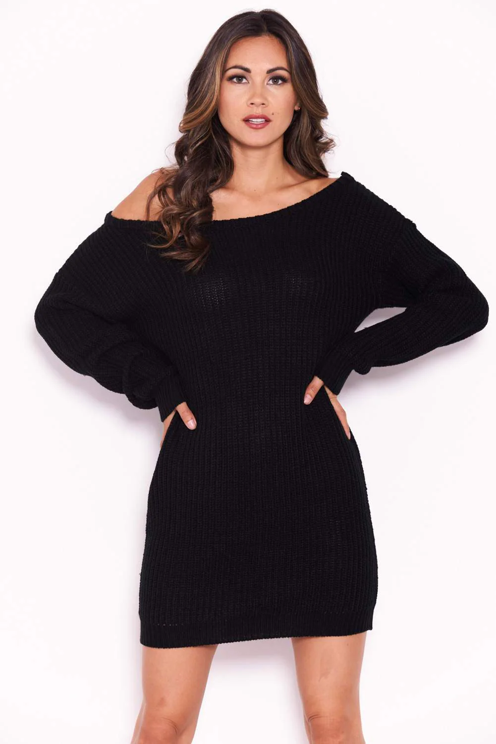 Black Boatneck Longline Jumper - Image 4