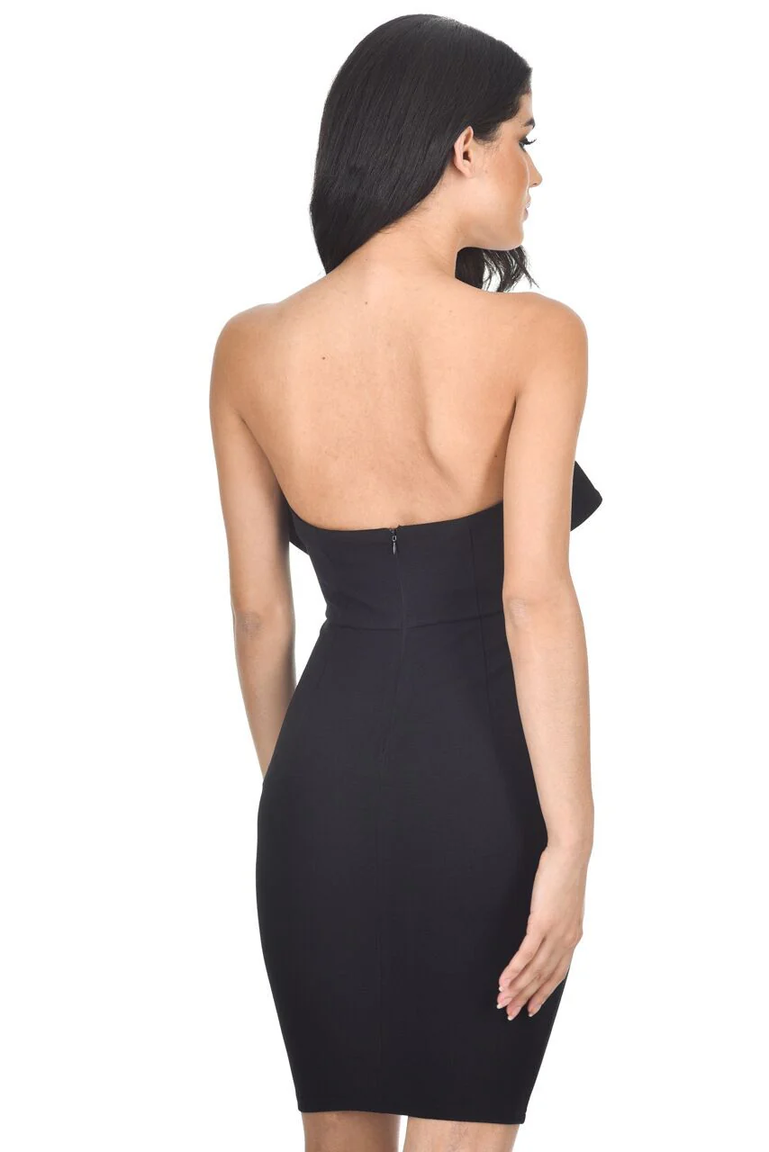 Black Boob Tube Frill Dress - Image 3