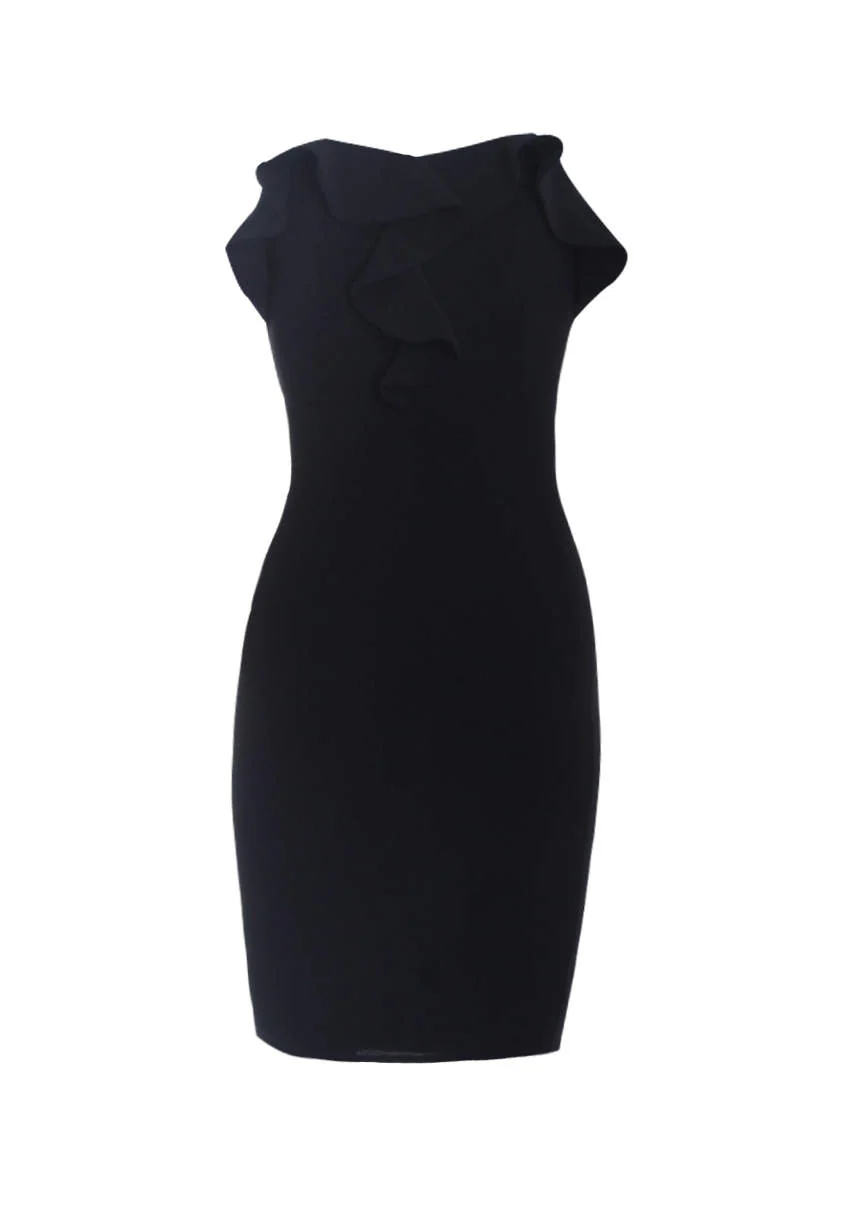 Black Boob Tube Frill Dress - Image 4