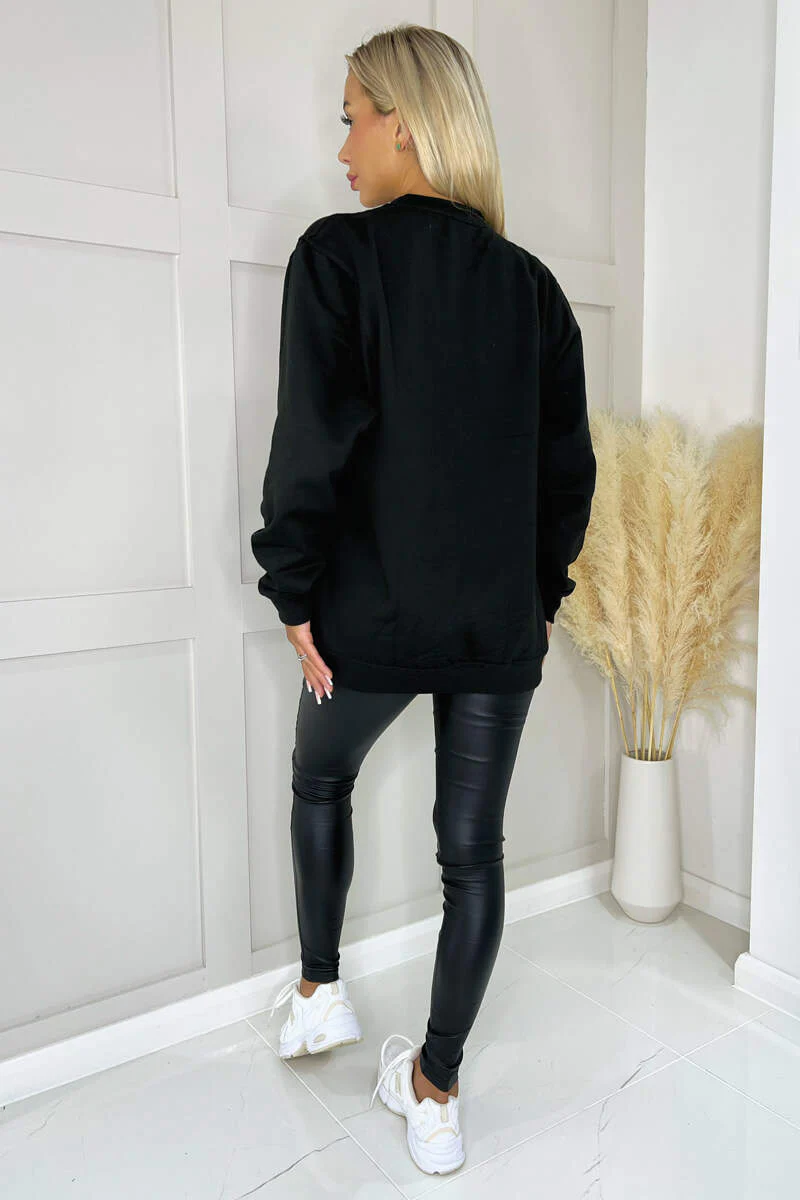 Black Brooklyn Slogan Sweatshirt - Image 4