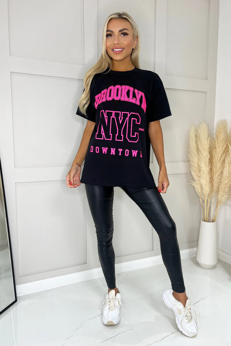 Black Brooklyn Slogan T-Shirt - Image 2
