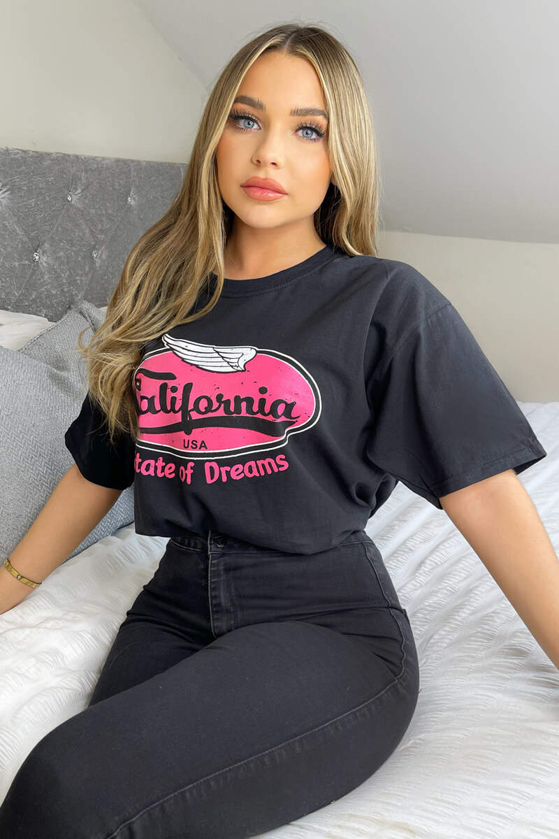 Black California Printed T-Shirt - Image 3