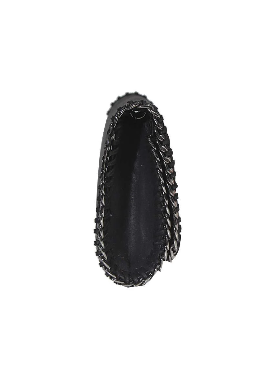 Black Chain Detail Clutch Bag - Image 2