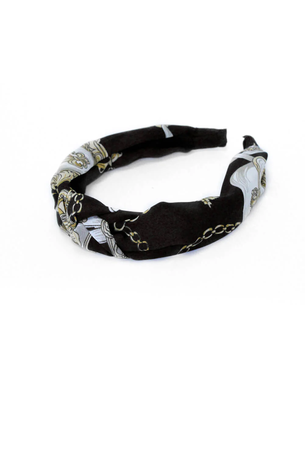 Black Chain Print Knot Headband - Image 2