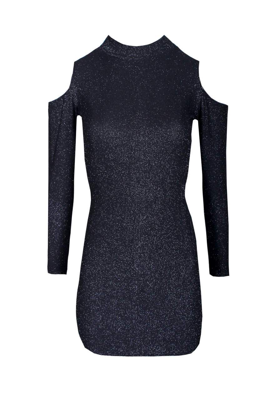Black Cold Shoulder Bodycon Dress - Image 4