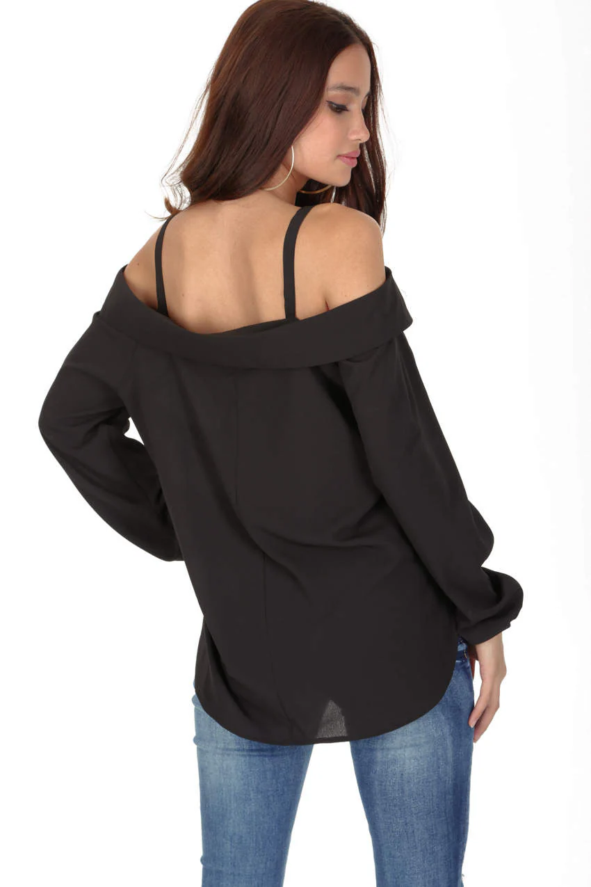 Black Cold Shoulder Top - Image 3