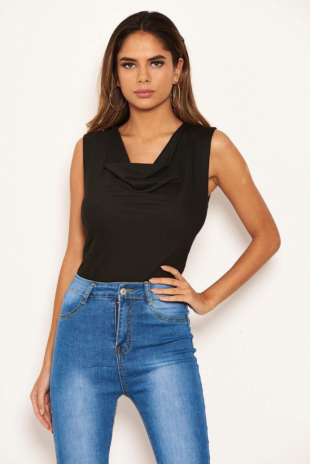 Black Cowl Neck Bodysuit - Image 3