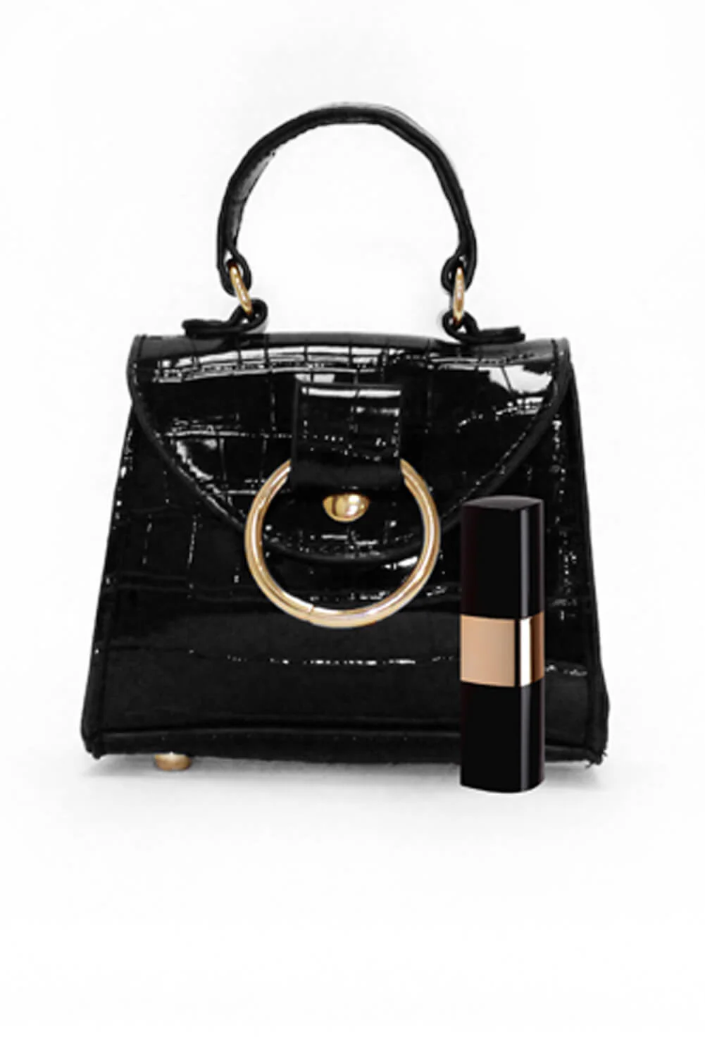 Black Croc Mirco Mini Bag - Image 2