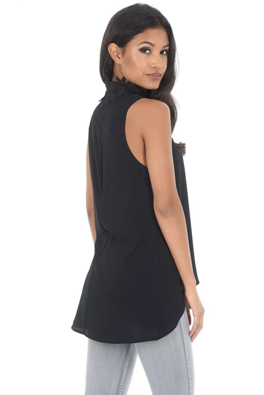 Black Crochet Choker Swing Top - Image 3